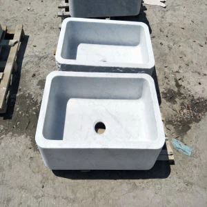 Carrara सफेद संगमरमर रसोई सिंक