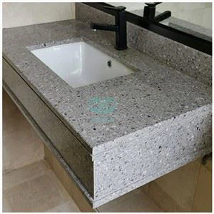 ग्रे Terrazzo स्टोन वैनिटी सबसे ऊपर